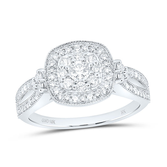 10K White Gold 3/4Cttw Natural Diamond Nk Fashion Cushion Ring