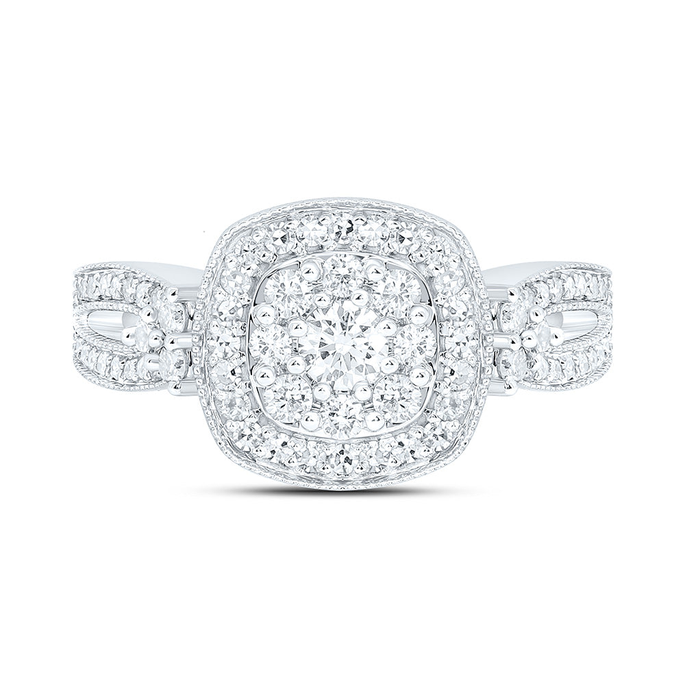 10K White Gold 3/4Cttw Natural Diamond Nk Fashion Cushion Ring