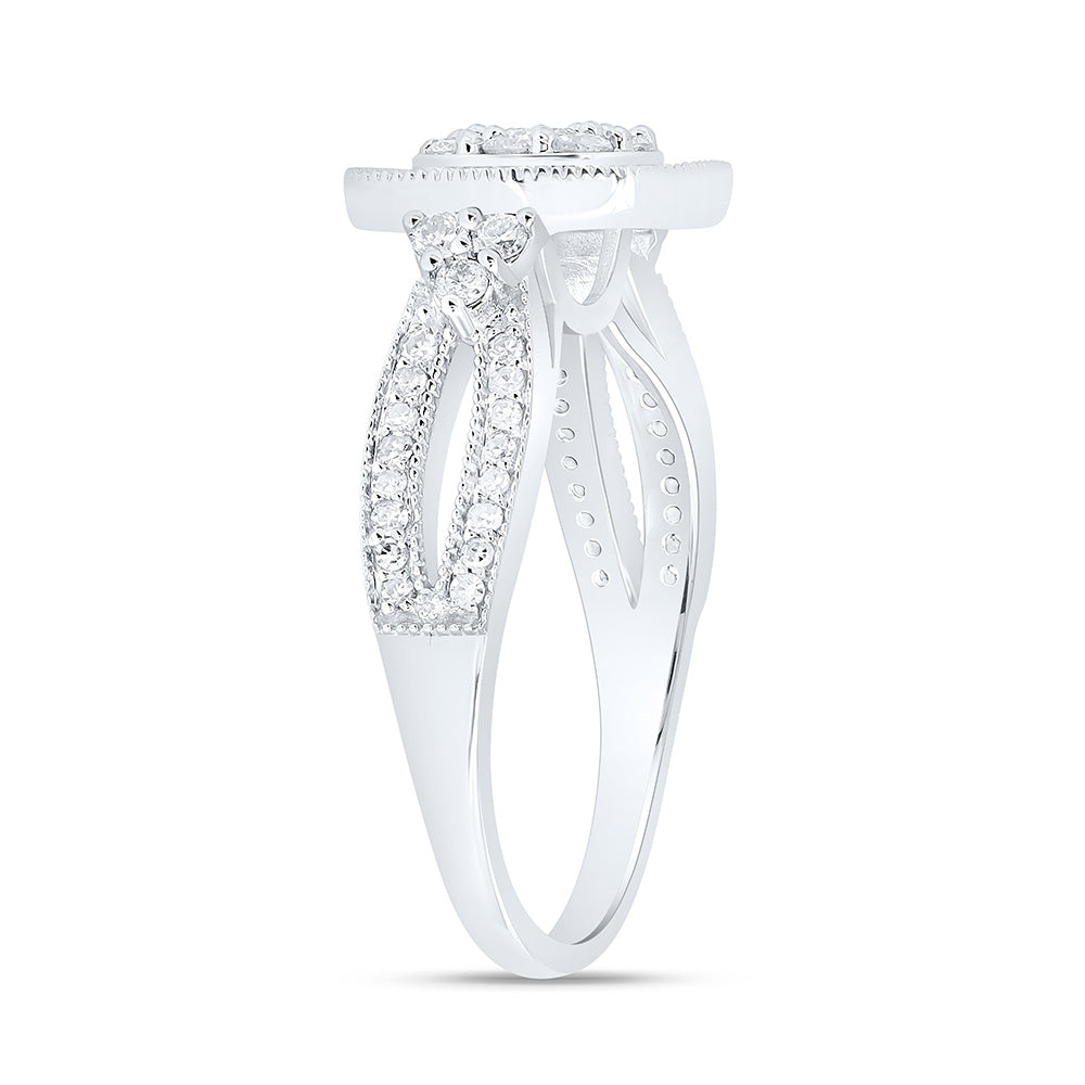 10K White Gold 3/4Cttw Natural Diamond Nk Fashion Cushion Ring