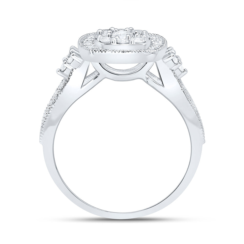 10K White Gold 3/4Cttw Natural Diamond Nk Fashion Cushion Ring