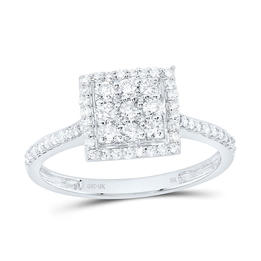 10K Yellow Or White Gold 1/2Cttw Natural Diamond Nk Fashion Square Ring