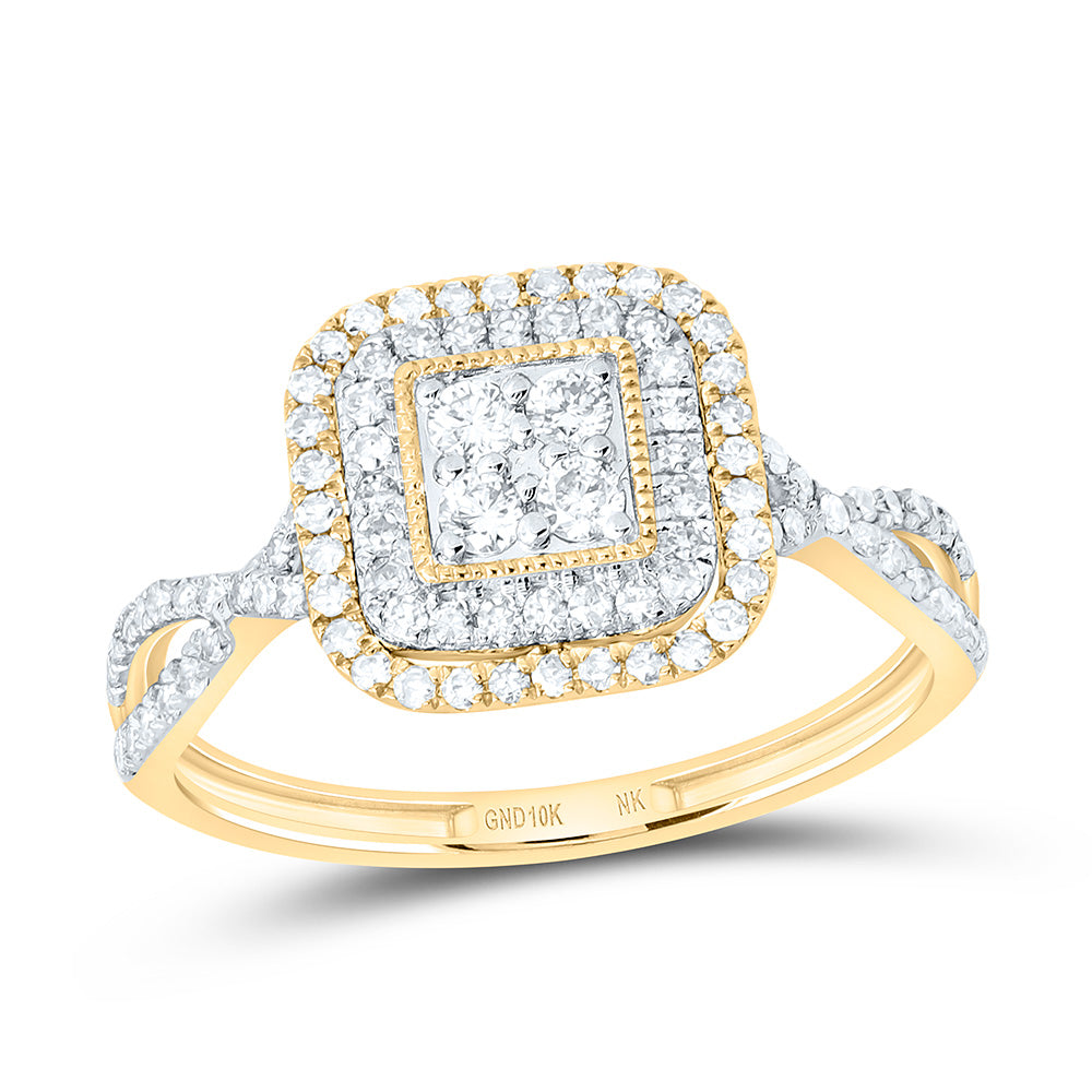 10K Yellow Or White Gold 1/2Cttw Natural Diamond Nk Fashion Ring