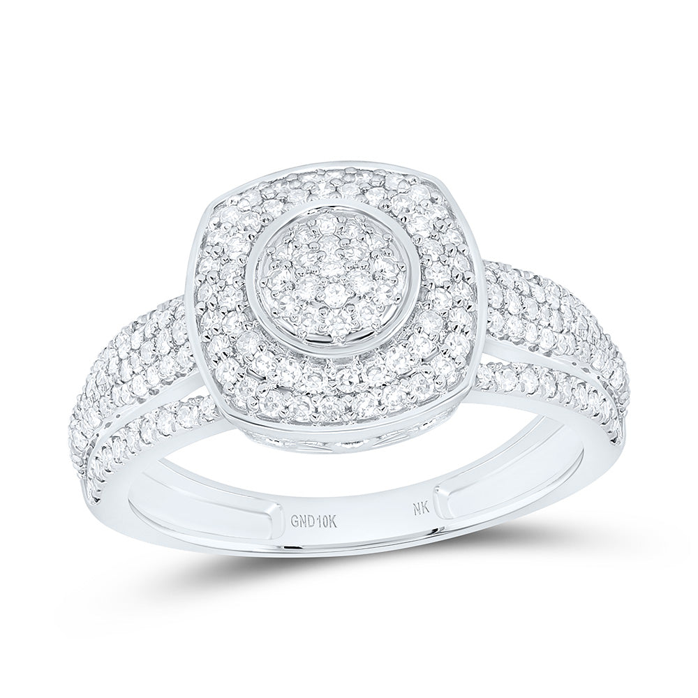 10K Yellow Or White Gold 5/8Cttw Natural Diamond Nk Fashion Cushion Ring