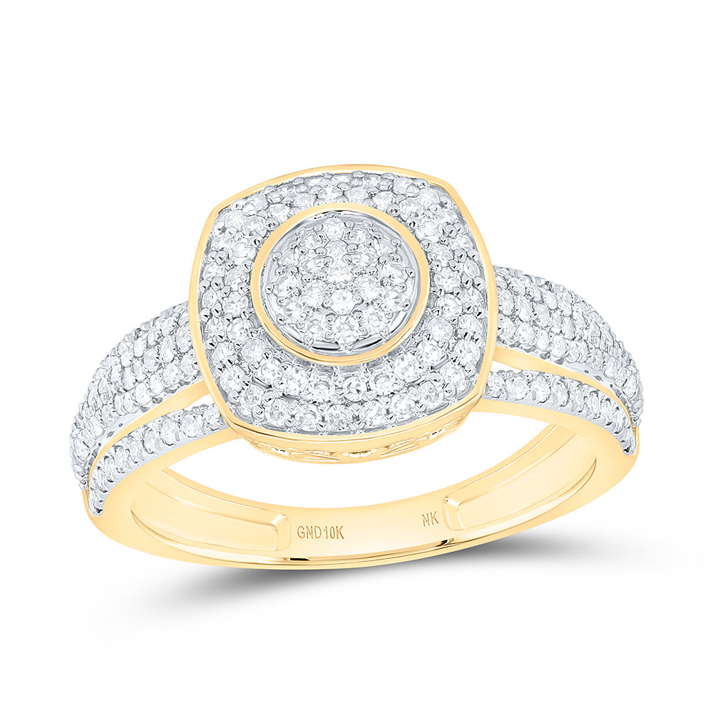 10K Yellow Or White Gold 5/8Cttw Natural Diamond Nk Fashion Cushion Ring