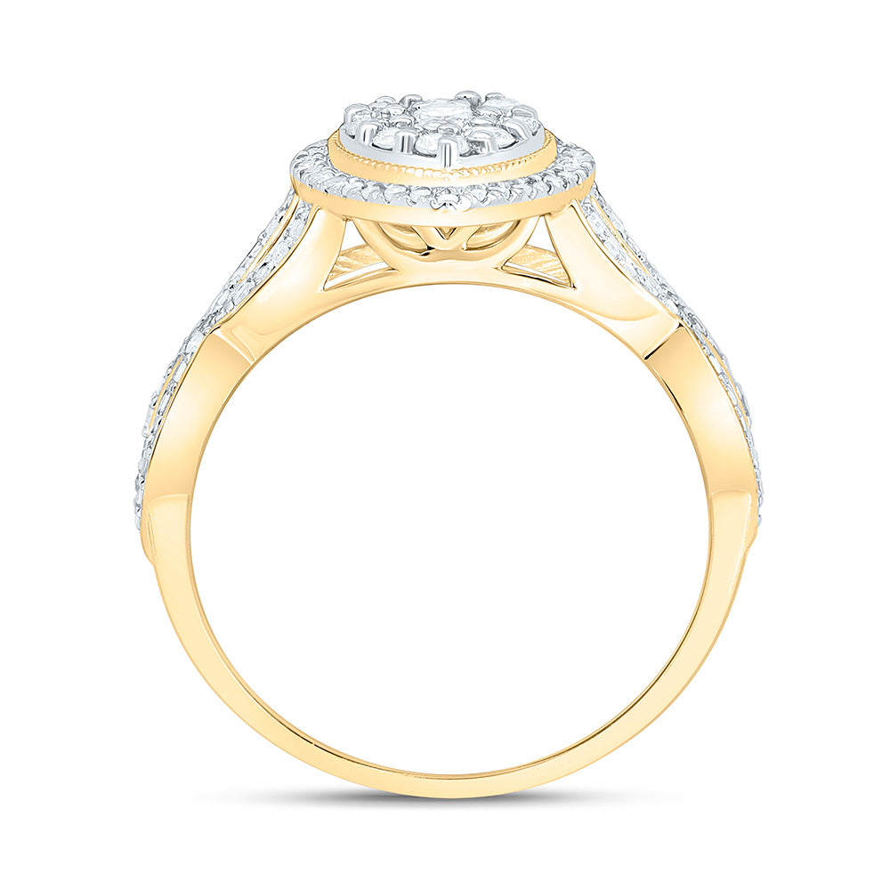 10K Yellow Gold 1/2 Cttw Natural Diamond Nk Fashion Pear Bridal Anniversary Wedding Engagement Band Ring