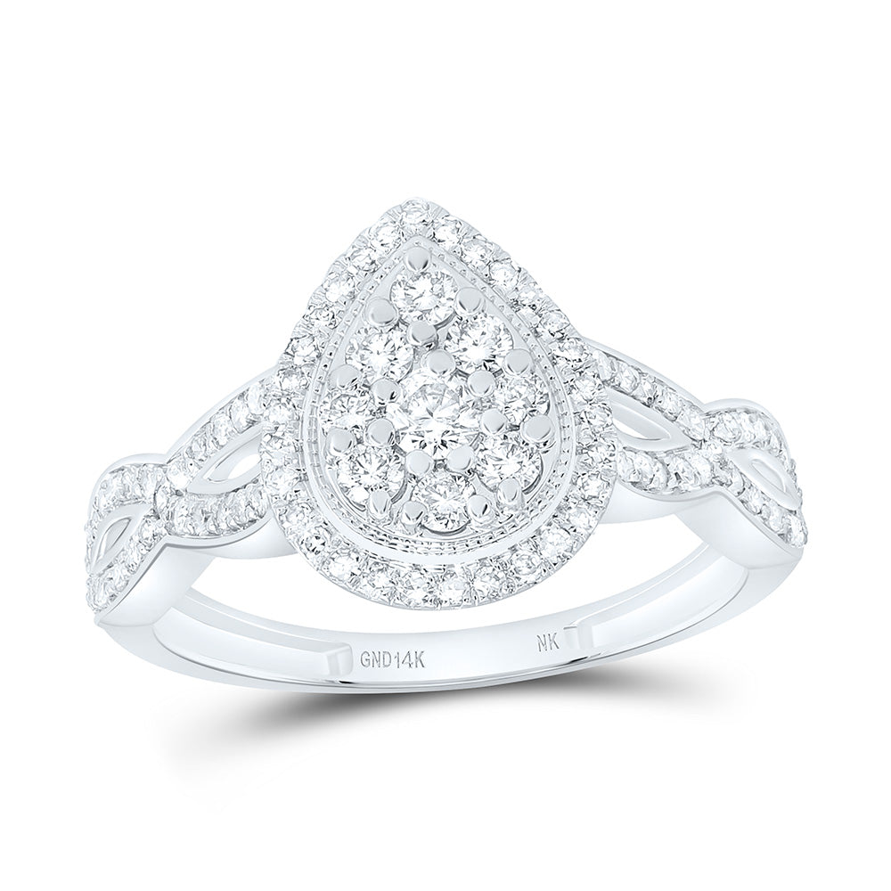14K Yellow Or White Gold 1/2Cttw Natural Diamond Nk Fashion Pear Ring