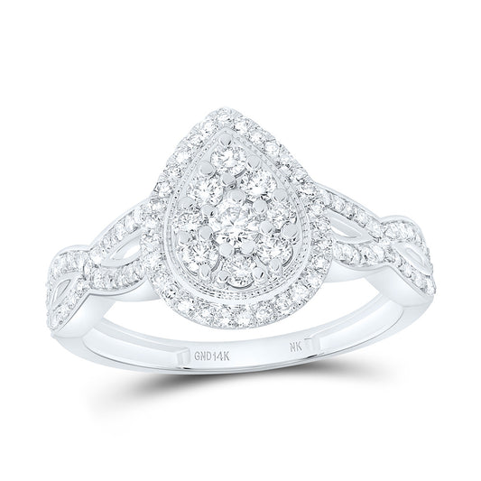 14K Yellow Or White Gold 1/2Cttw Natural Diamond Nk Fashion Pear Ring