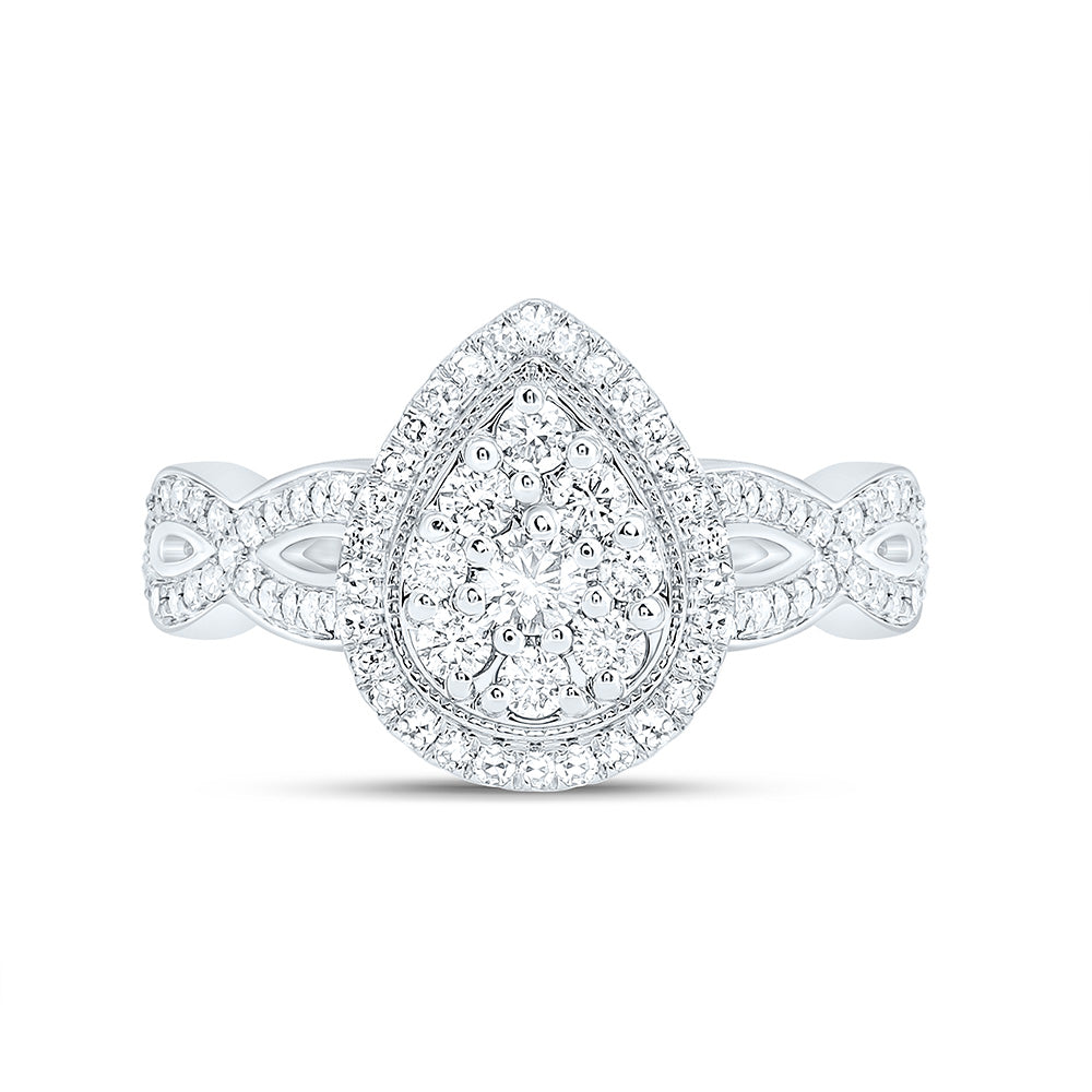14K Yellow Or White Gold 1/2Cttw Natural Diamond Nk Fashion Pear Ring