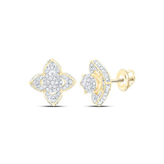 10K Yellow Or White Gold 1/2Cttw Natural Diamond Nk Fashion Flower Earring
