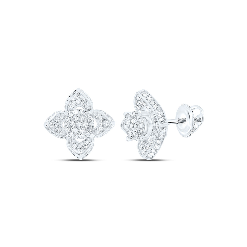 10K Yellow Or White Gold 1/2Cttw Natural Diamond Nk Fashion Flower Earring