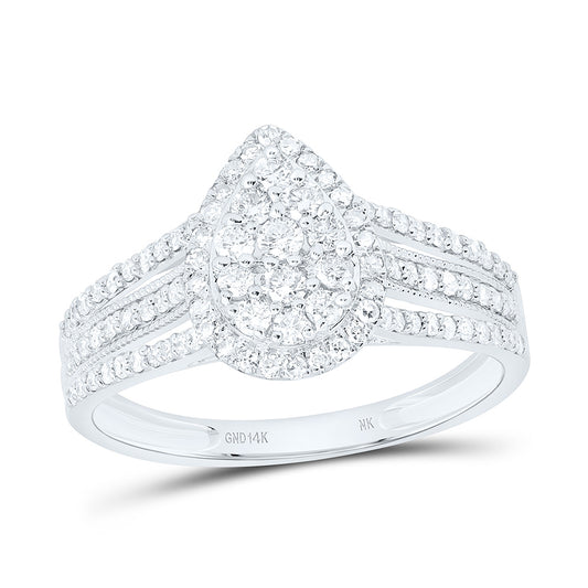 14K Yellow Or White Gold 1/2Cttw Natural Diamond Nk Fashion Pear Ring