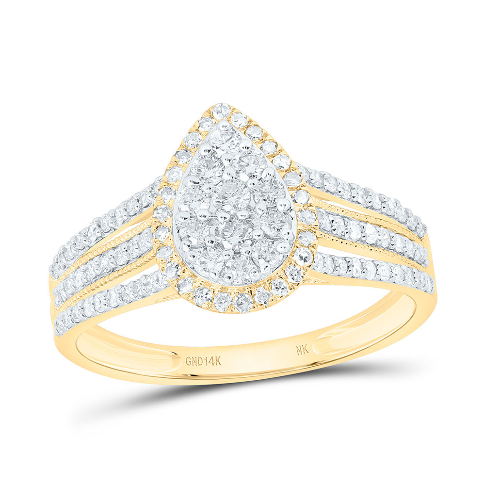 14K Yellow Or White Gold 1/2Cttw Natural Diamond Nk Fashion Pear Ring