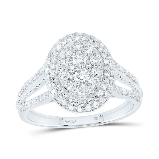 10K White Gold 3/4Cttw Natural Diamond Nk Fashion Oval Ring