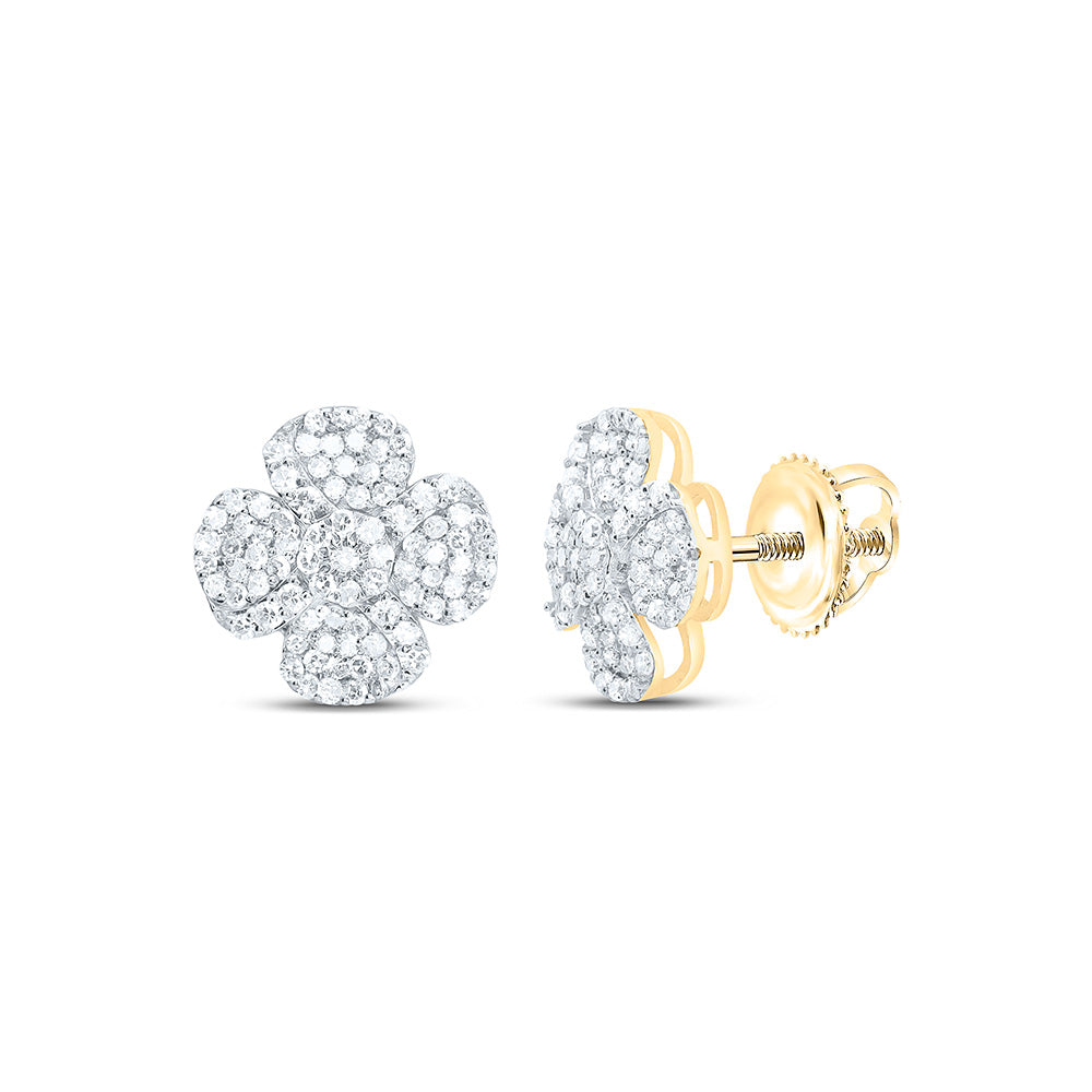 10K Yellow Or White Gold 1/2Cttw Natural Diamond Nk Fashion Flower Earring