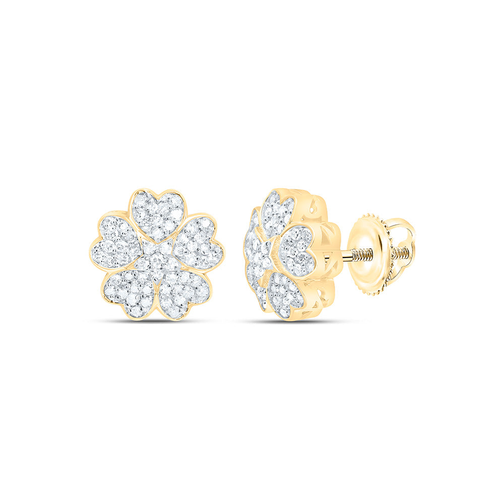 10K Yellow Or White Gold 1/3Cttw Natural Diamond Nk Fashion Star Heart Flower Earring