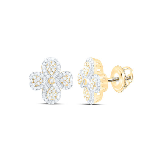 10K Yellow Or White Gold 1/2Cttw Natural Diamond Nk Fashion Heart Pear Flower Earring