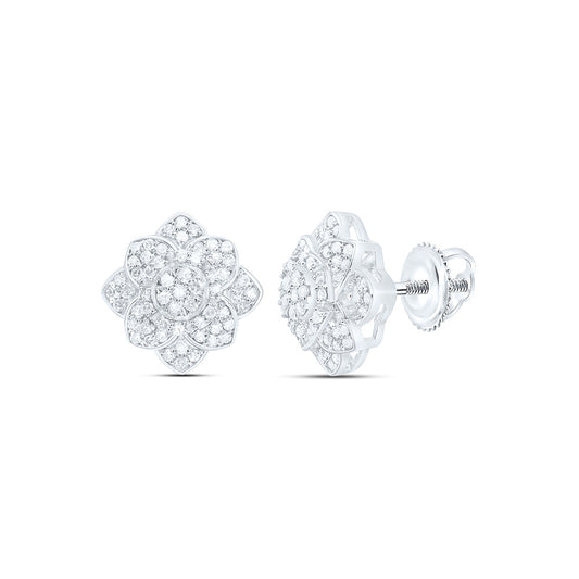 10K Yellow Or White Gold 1/3Cttw Natural Diamond Nk Fashion Flower Earring