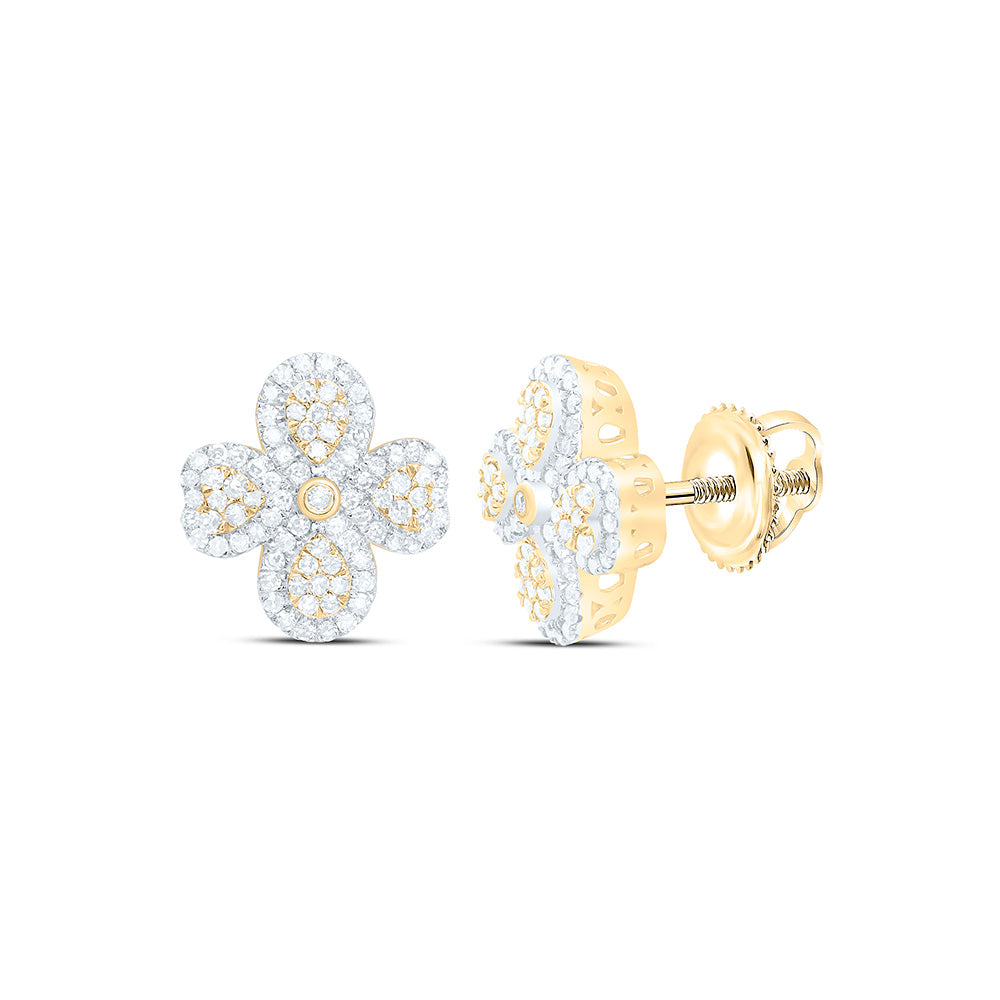 14K Yellow Or White Gold 1/2Cttw Natural Diamond Nk Fashion Heart Pear Flower Earring