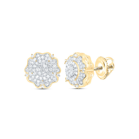 10K Yellow Gold 1/3Cttw Natural Diamond Nk Fashion Flower Earring