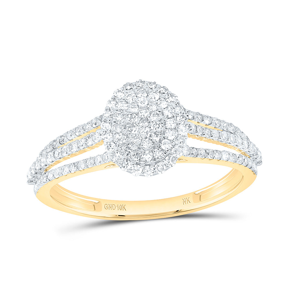 10K Yellow Or White Gold 1/2Cttw Natural Diamond Nk Fashion Oval Ring