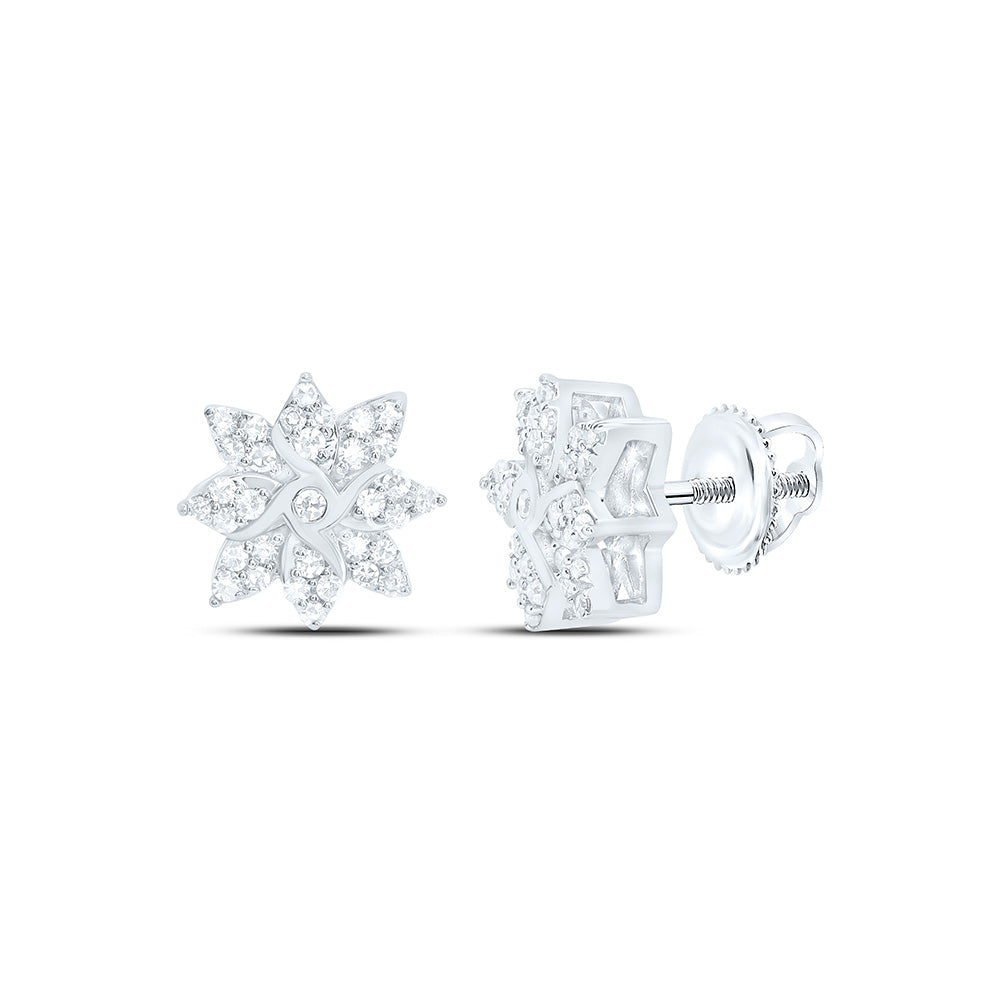 10K Yellow Or White Gold 1/5Cttw Natural Diamond Nk Fashion Flower Earring