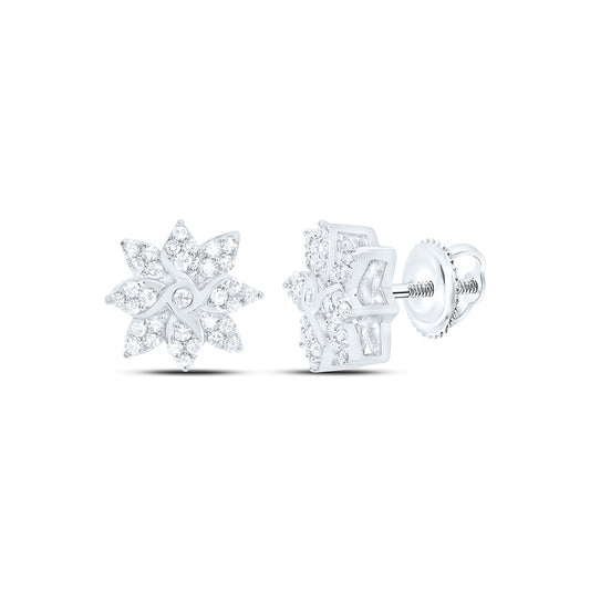 10K Yellow Or White Gold 1/5Cttw Natural Diamond Nk Fashion Flower Earring