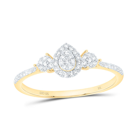 10K Yellow Or White Gold 1/5Cttw Natural Diamond Nk Fashion Pear Ring