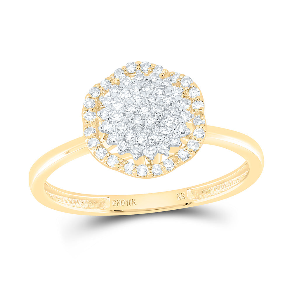10K Yellow Or White Gold 1/4Cttw Natural Diamond Nk Fashion Flower Ring