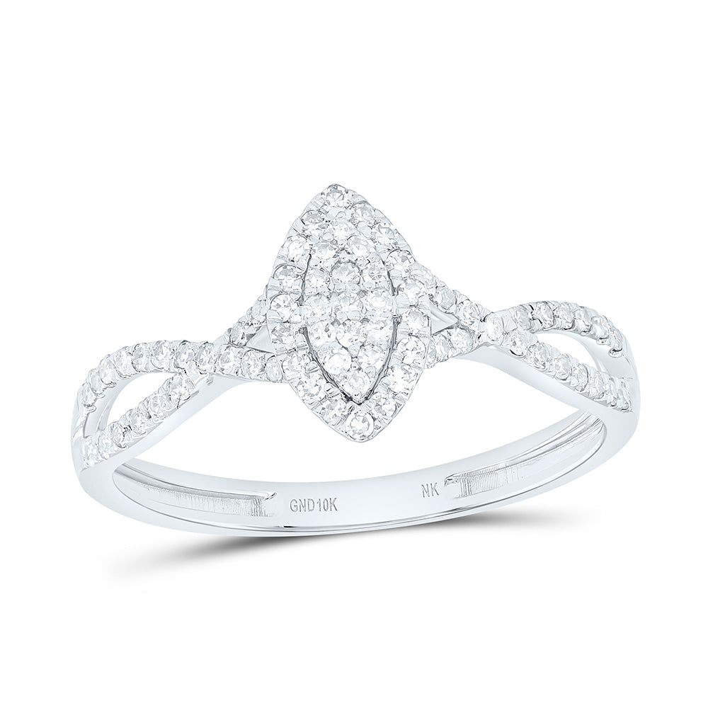 10K Yellow Or White Gold 1/4Cttw Natural Diamond Nk Fashion Marquise Ring