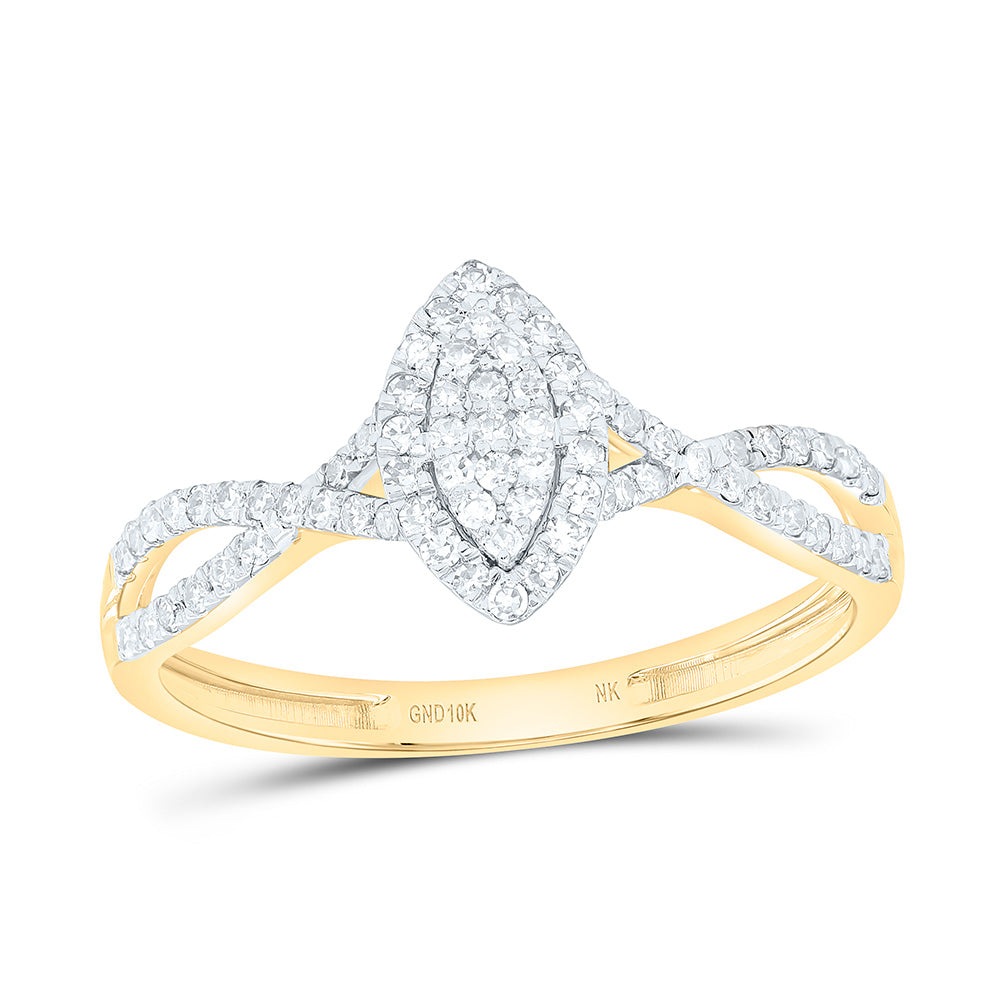 10K Yellow Or White Gold 1/4Cttw Natural Diamond Nk Fashion Marquise Ring
