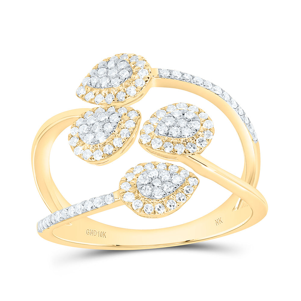 10K Yellow Or White Gold 1/2Cttw Natural Diamond Nk Fashion Pear Ring