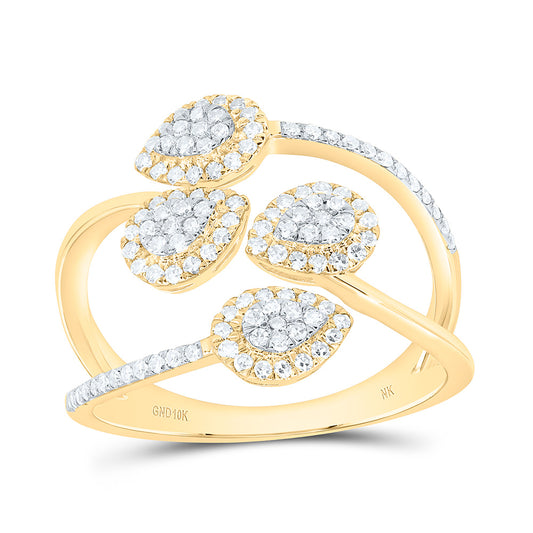 10K Yellow Or White Gold 1/2Cttw Natural Diamond Nk Fashion Pear Ring