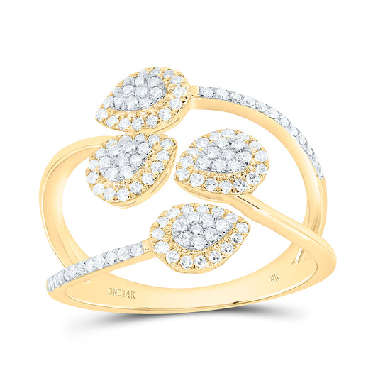 14K Yellow Or White Gold 1/2Cttw Natural Diamond Nk Fashion Pear Ring