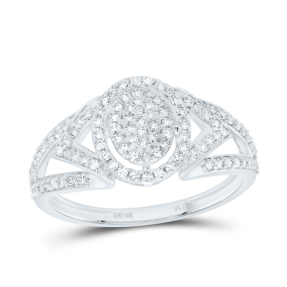 10K Yellow Or White Gold 3/8Cttw Natural Diamond Nk Fashion Oval Ring