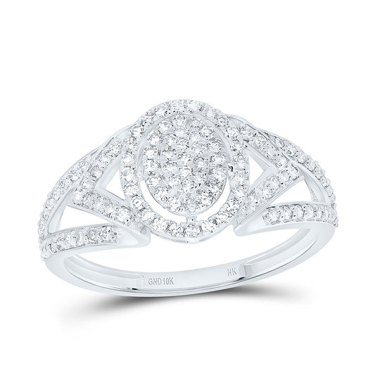 10K Yellow Or White Gold 3/8Cttw Natural Diamond Nk Fashion Oval Ring