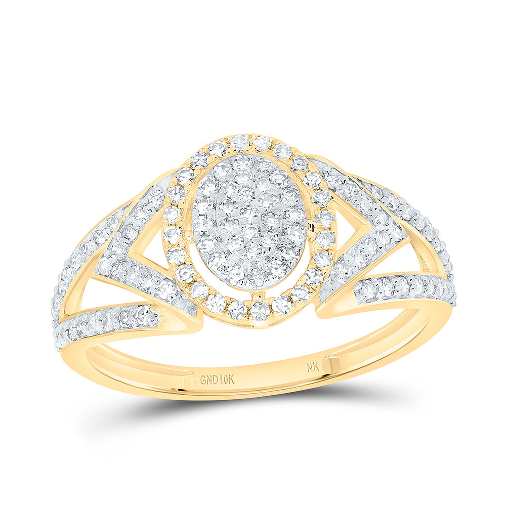 10K Yellow Or White Gold 3/8Cttw Natural Diamond Nk Fashion Oval Ring