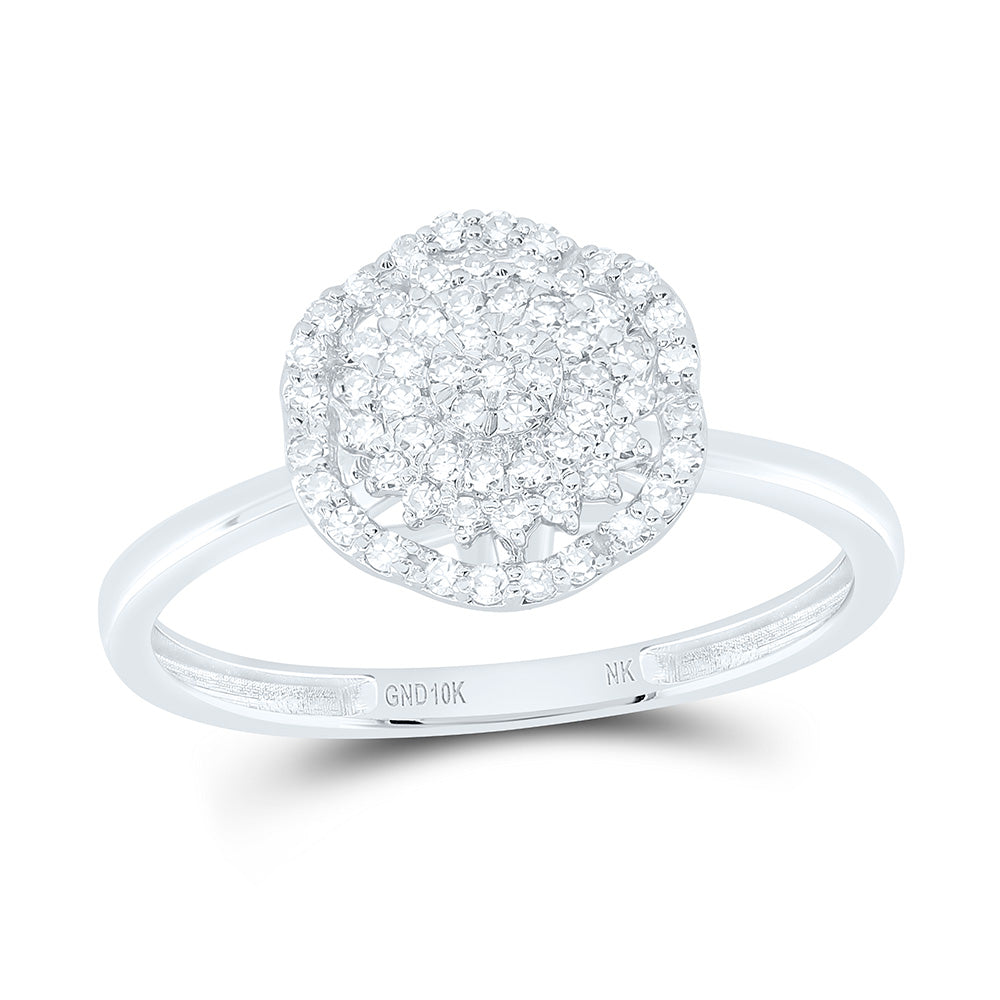 10K Yellow Or White Gold 1/4Cttw Natural Diamond Nk Fashion Flower Ring