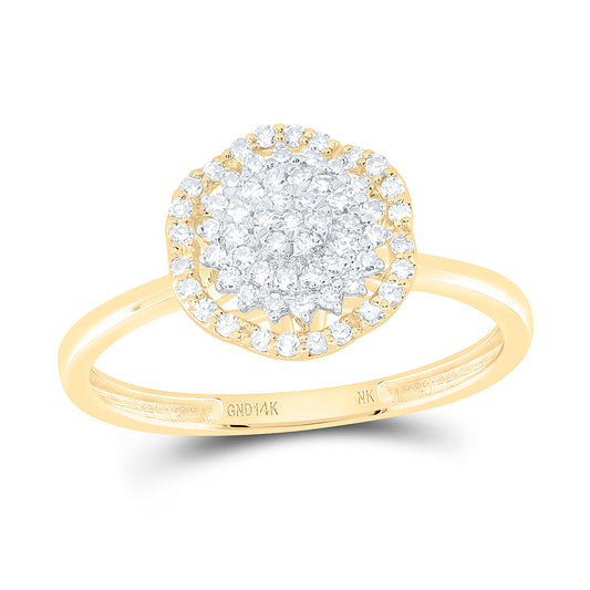 14K Yellow Gold 1/4Cttw Natural Diamond Nk Fashion Flower Ring