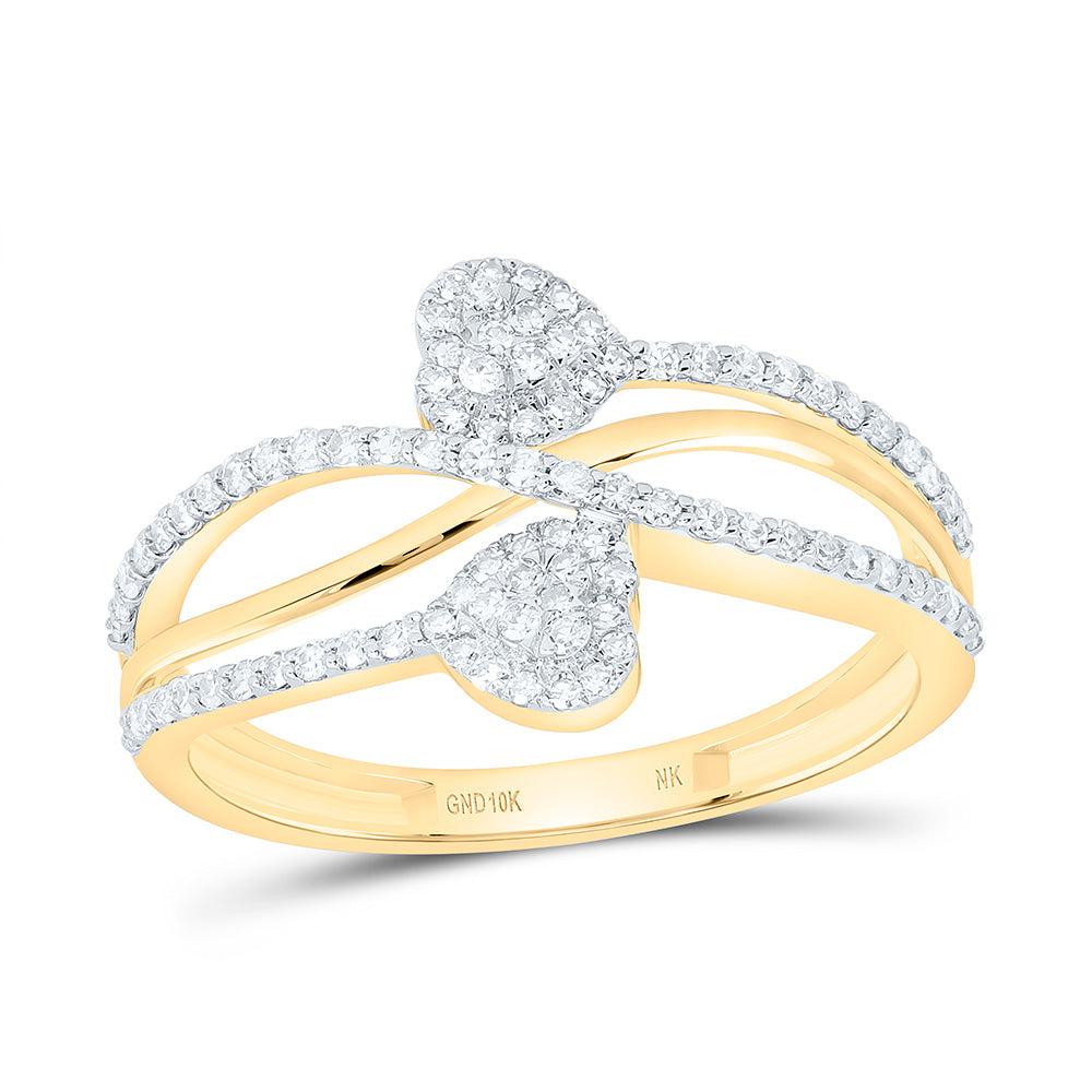 10K Yellow Or White Gold 1/3Cttw Natural Diamond Nk Fashion Heart Ring