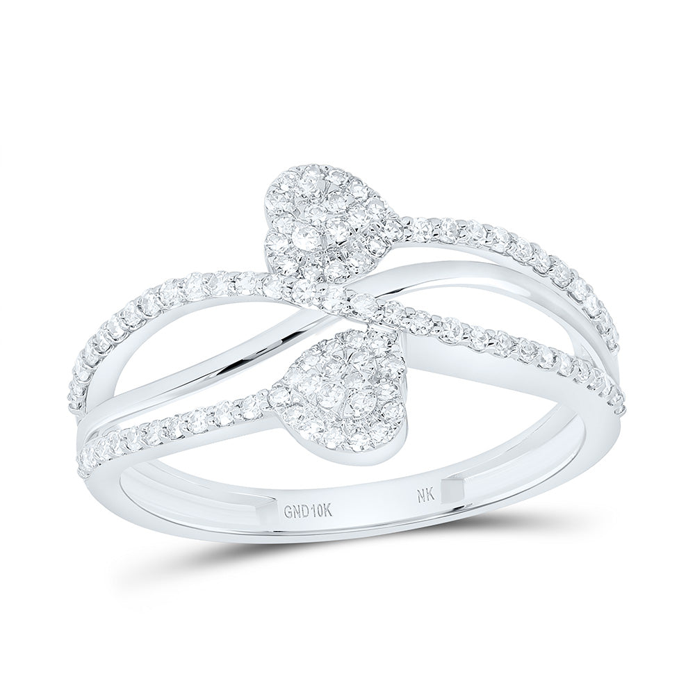 10K Yellow Or White Gold 1/3Cttw Natural Diamond Nk Fashion Heart Ring