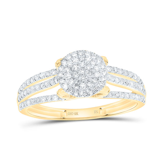 10K Yellow Or White Gold 3/8Cttw Natural Diamond Nk Fashion Round Ring