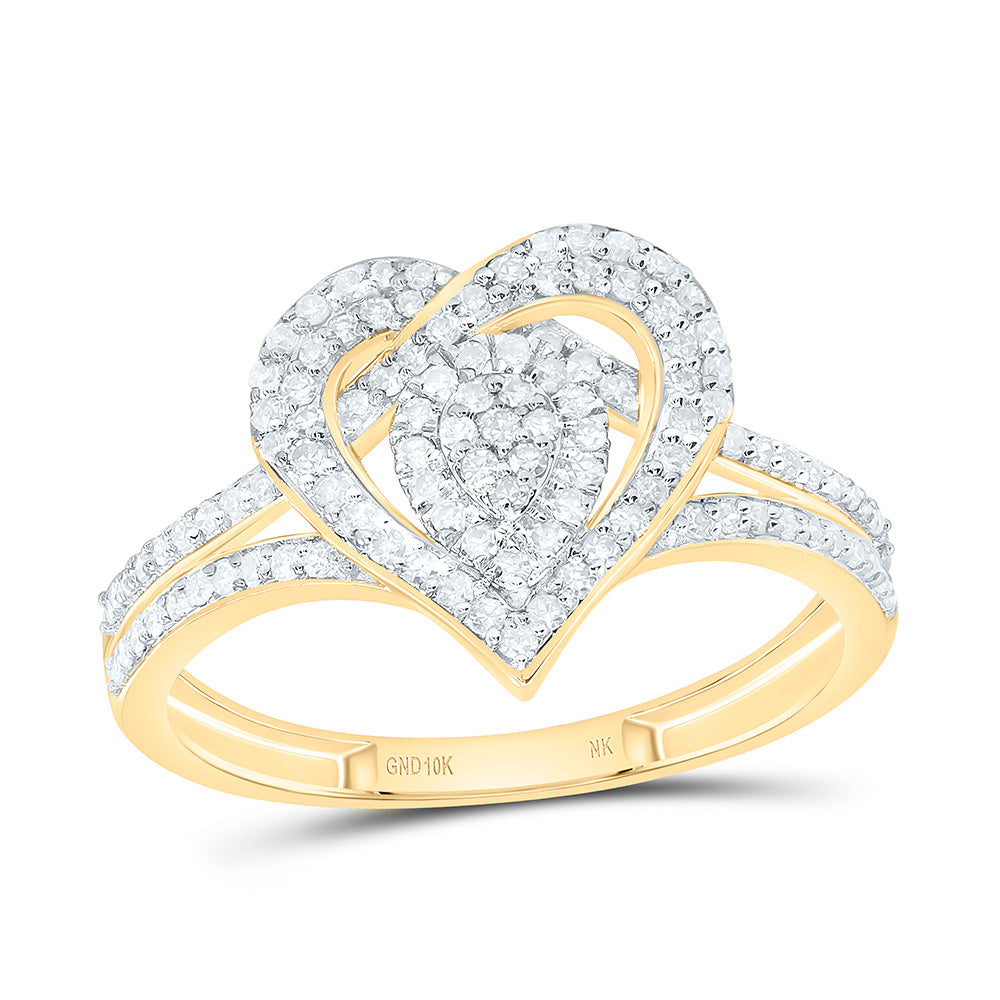 10K Yellow Or White Gold 3/8Cttw Natural Diamond Nk Fashion Heart Ring