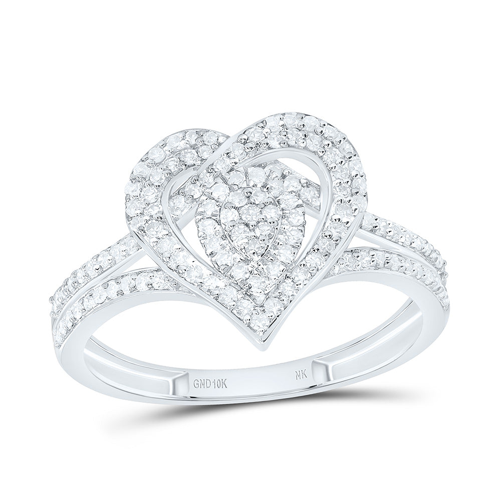 10K Yellow Or White Gold 3/8Cttw Natural Diamond Nk Fashion Heart Ring