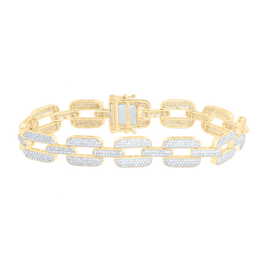 10K Yellow Gold 3 7/8Cttw Natural Diamond Nk 11.30 Mm Mens Bracelet (8 Inch)