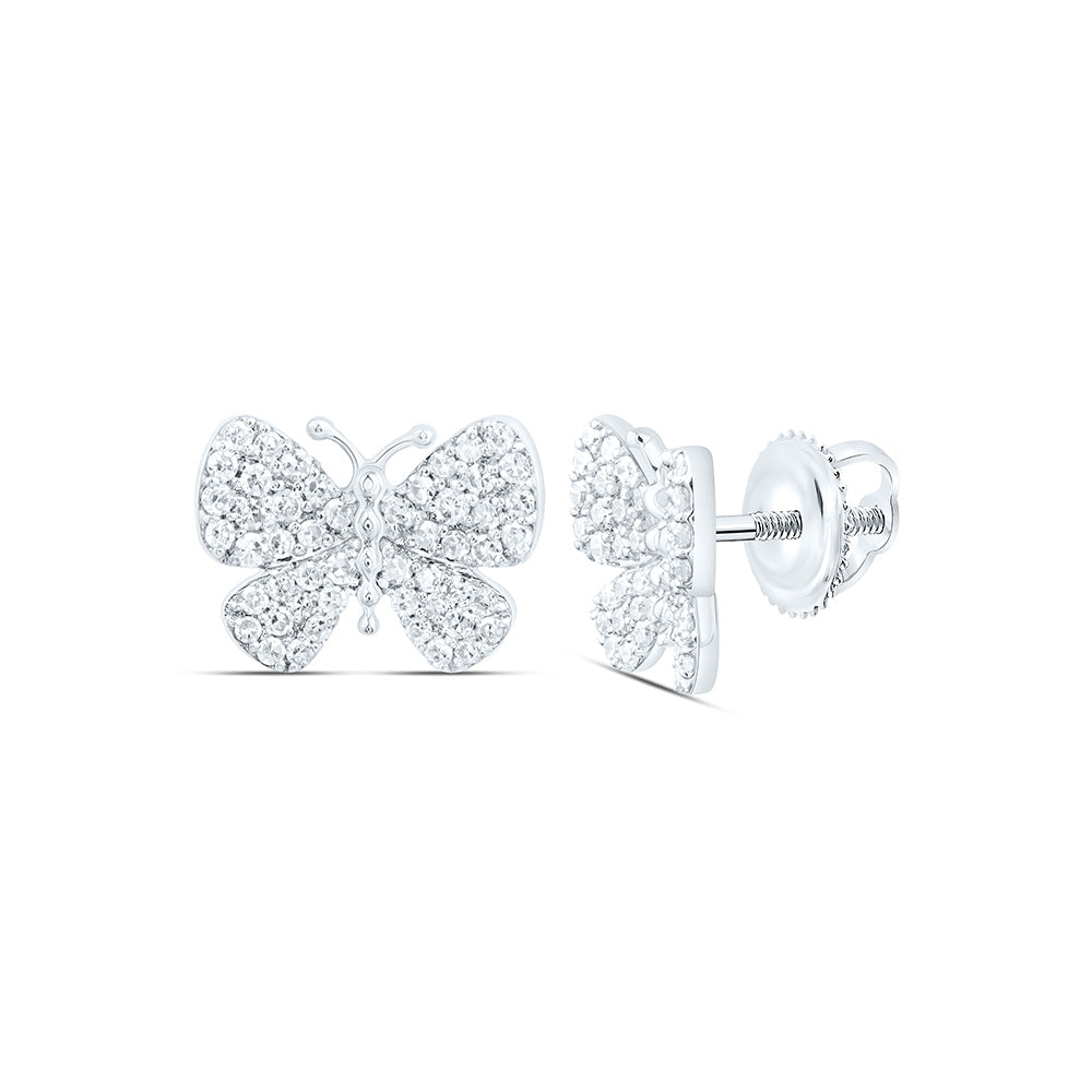 10K Yellow Or White Gold 1/3Cttw Natural Diamond Nk Fashion Butterfly Earring