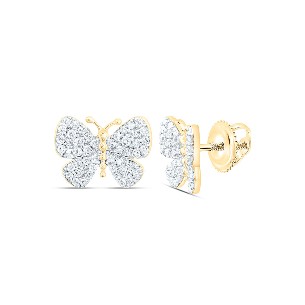 10K Yellow Or White Gold 1/3Cttw Natural Diamond Nk Fashion Butterfly Earring