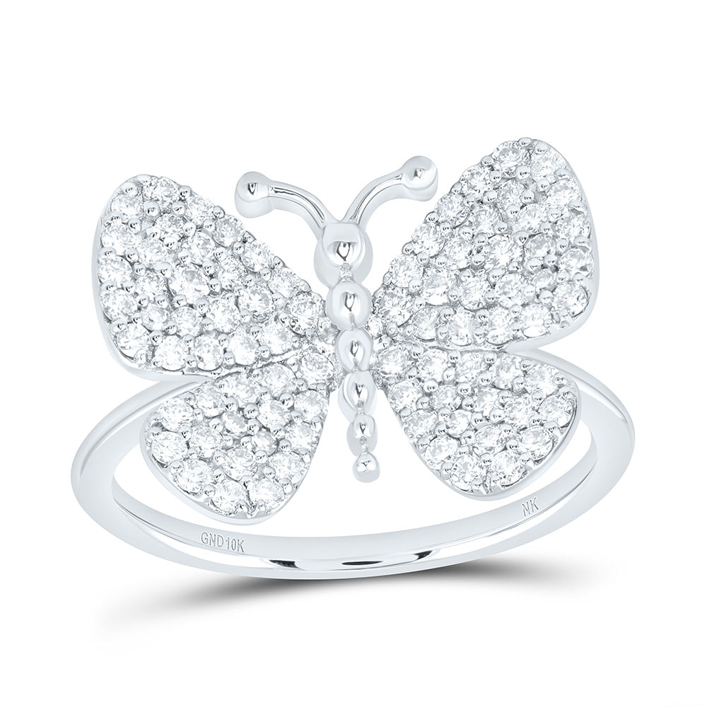 10K Yellow Or White Gold 5/8Cttw Natural Diamond Nk Fashion Butterfly Ring