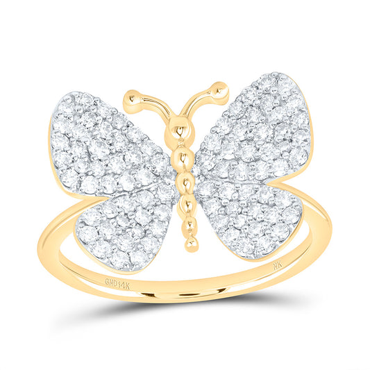 14K Yellow Gold 5/8Cttw Natural Diamond Nk Fashion Butterfly Ring