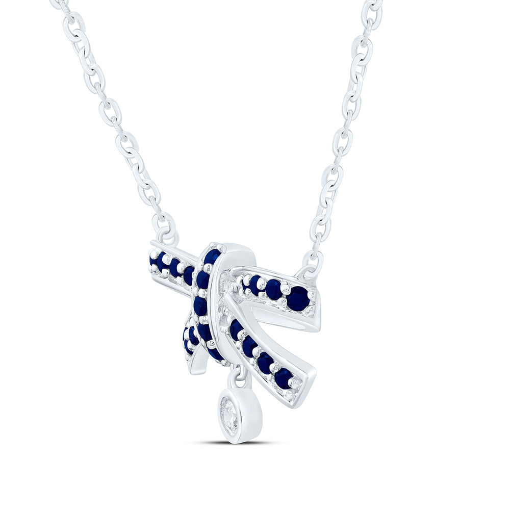 14K Yellow Or White Gold 1/20Cttw Natural Diamond Ana M Round Natural Gem Bow Necklace (18 Inch)