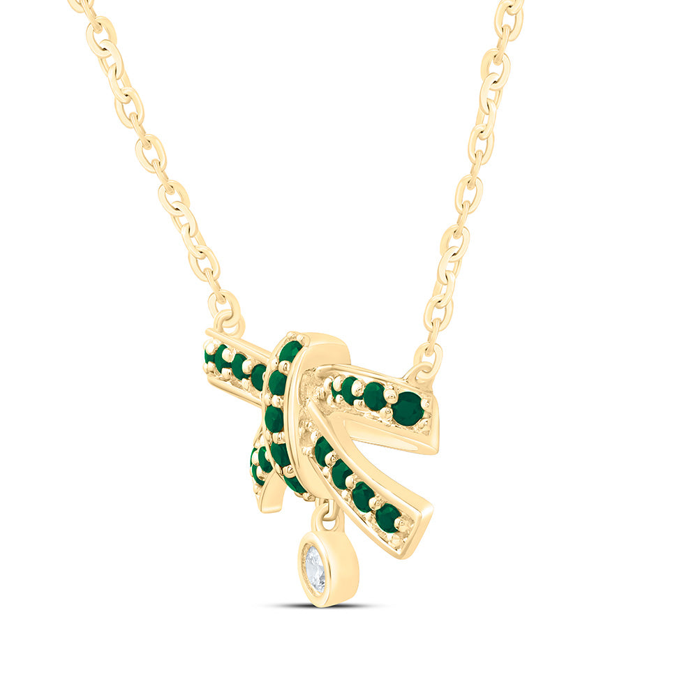 14K Yellow Or White Gold 1/20Cttw Natural Diamond Ana M Round Natural Gem Bow Necklace (18 Inch)